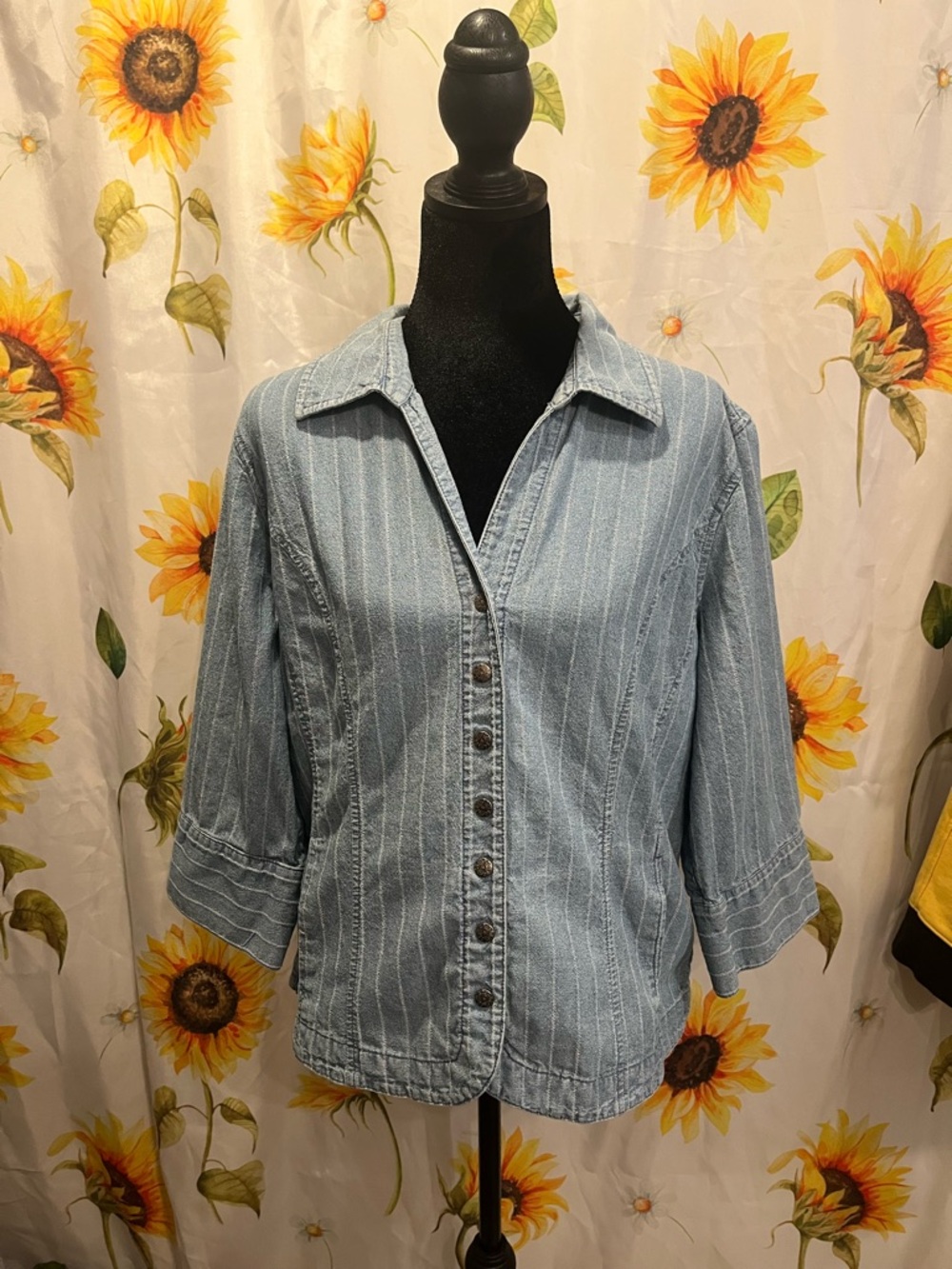 Christopher & Banks Light Blue Pinstripe Denim Shirt Jacket